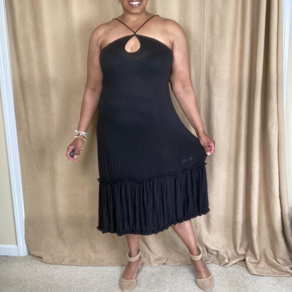 Lane Bryant Seven7 Dress Keyhole Neckline Size 14/16 Black - Picture 3 of 12